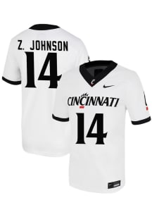 Zay Gravy Johnson Nike Mens White Cincinnati Bearcats Print NIL Game Name And Number Football Jers..