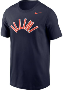 Nike Illinois Fighting Illini Navy Blue Alt Helmet Logo Short Sleeve T Shirt