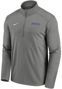 Nike DePaul Blue Demons Mens Grey Pacer Wordmark Long Sleeve Qtr Zip Pullover
