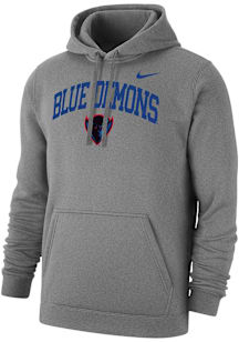 Nike DePaul Blue Demons Mens Grey Club Fleece Mascot Name Logo Long Sleeve Hoodie