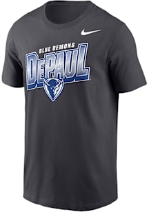 Nike DePaul Blue Demons Dark Grey Dri-FIT Flat Name Mascot Short Sleeve T Shirt