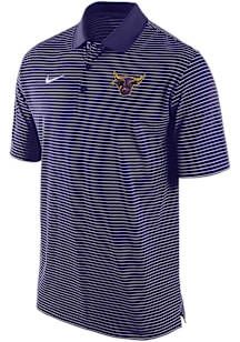 Nike Minnesota State Mankato Mavericks Mens Purple Stadium Stripe Primary Logo Short Sleeve Polo