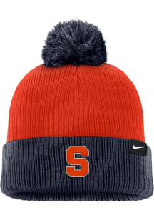 Nike Syracuse Orange Navy Blue Peak Cuff Pom Mens Knit Hat