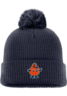 Nike Syracuse Orange Navy Blue Peak Cuff Pom Design Mens Knit Hat