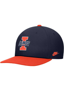 Illinois Fighting Illini Nike Colorblock Pro Flat Bill Mens Snapback - Navy Blue