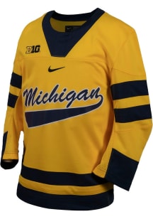 Youth Michigan Wolverines Yellow Nike Style Hockey Jersey Jersey