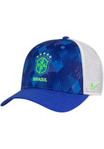 Nike Brazil National Team Printed Patch 5-Panel Rise Trucker Adjustable Hat - Blue