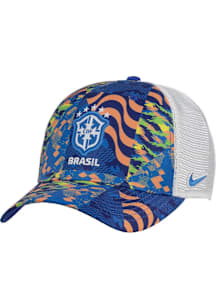 Nike Brazil National Team Printed 5-Panel Rise Trucker Adjustable Hat - Blue