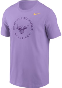 Nike Minnesota State Mankato Mavericks Lavender Club Fleece Circle Mascot Logo Short Sleeve T Shir..