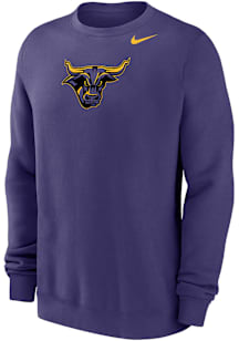 Nike Minnesota State Mankato Mavericks Mens Purple Club Fleece Primary Team Logo Long Sleeve Crew..
