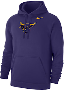 Nike Minnesota State Mankato Mavericks Mens Purple Club Fleece Primary Team Logo Long Sleeve Hoodi..
