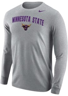 Nike Minnesota State Mankato Mavericks Grey Arch Mascot Long Sleeve T Shirt