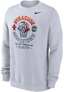Nike Syracuse Orange Mens White Basketball Georgetown Head To Head Long Sleeve Crew Sweatshirt