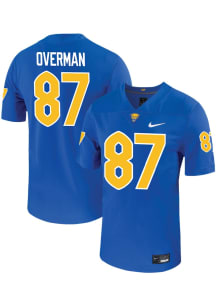 Jake Overman  Mens Blue Pitt Panthers Game Name And Number Football Jersey