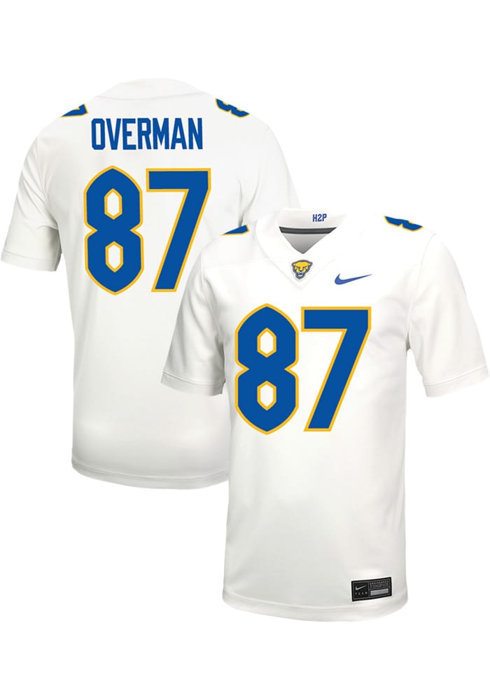 Jake Overman Mens White Pitt Panthers Football Name And Number