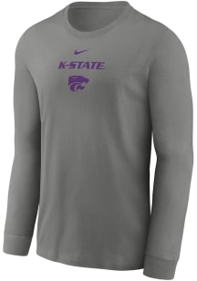 Mens K-State Wildcats Grey Nike Practice Dri-FIT Long Sleeve T-Shirt