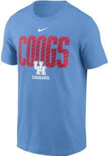 Nike Houston Cougars Flat Name Logo Short Sleeve T Shirt - Houston Blue