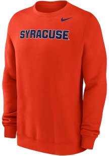 Nike Syracuse Orange Mens Orange Wordmark Flat Name Long Sleeve Crew Sweatshirt
