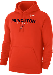 Nike Princeton Tigers Mens Orange Club Fleece Flat Name Mascot Long Sleeve Hoodie