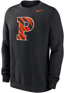 Nike Princeton Tigers Mens Black Club Fleece Primary Team Logo Long Sleeve Crew Sweatshirt