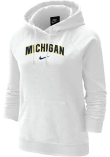 Womens Michigan Wolverines White Nike Arch Varsity Hooded Sweatshirt