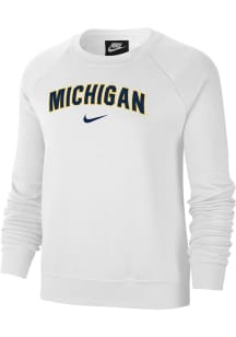 Nike Michigan Wolverines Womens White Varsity Crew Sweatshirt