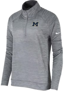 Womens Michigan Wolverines Grey Nike Pacer Qtr Zip Pullover