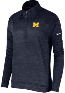 Womens Michigan Wolverines Navy Blue Nike Pacer Qtr Zip Pullover