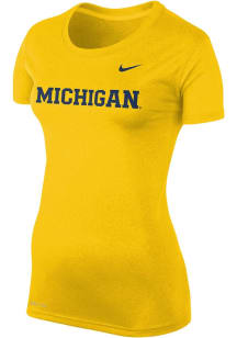 Nike Michigan Wolverines Womens Yellow Name Legend Short Sleeve T-Shirt