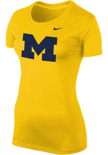 Nike Michigan Wolverines Womens Yellow Logo Legend Short Sleeve T-Shirt