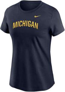 Nike Michigan Wolverines Womens Navy Blue Arch Core Short Sleeve T-Shirt