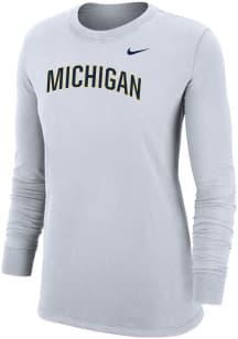 Nike Michigan Wolverines Womens White Core LS Tee