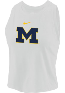 Womens Michigan Wolverines White Nike Dri-Fit Cotton Tank Top