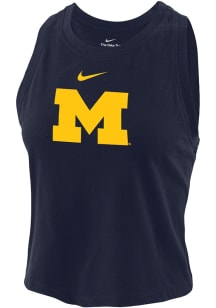 Womens Michigan Wolverines Navy Blue Nike Dri-Fit Cotton Tank Top