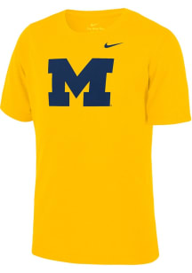 Youth Michigan Wolverines Yellow Nike Primary Short Sleeve T-Shirt