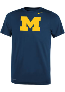 Youth Michigan Wolverines Blue Nike Primary Short Sleeve T-Shirt
