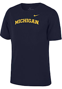 Nike Michigan Wolverines Youth Blue Arch Wordmark Short Sleeve T-Shirt