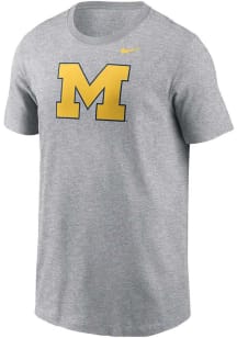 Boys Michigan Wolverines Grey Nike Primary Short Sleeve T-Shirt