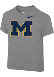 Toddler Michigan Wolverines Grey Nike Primary Short Sleeve T-Shirt