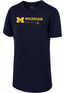 Youth Michigan Wolverines Navy Blue Nike Football Wordmark Short Sleeve T-Shirt