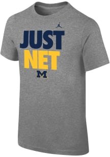 Youth Michigan Wolverines Grey Nike Just Net Short Sleeve T-Shirt