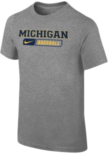 Youth Michigan Wolverines Grey Nike Baseball Jordan Short Sleeve T-Shirt