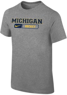 Youth Michigan Wolverines Grey Nike Hockey Jordan Short Sleeve T-Shirt