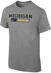 Youth Michigan Wolverines Grey Nike Wrestling Jordan Short Sleeve T-Shirt