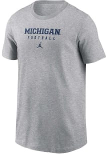 Youth Michigan Wolverines Grey Nike Football Sport Drop Jordan Short Sleeve T-Shirt