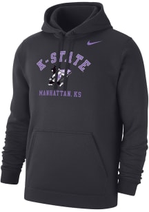 Mens K-State Wildcats Charcoal Nike Arch Mascot Club Fleece Hooded Sweatshirt