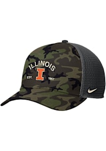 Nike Green Illinois Fighting Illini 2025 Military Appreciation Rise Trucker Adjustable Hat