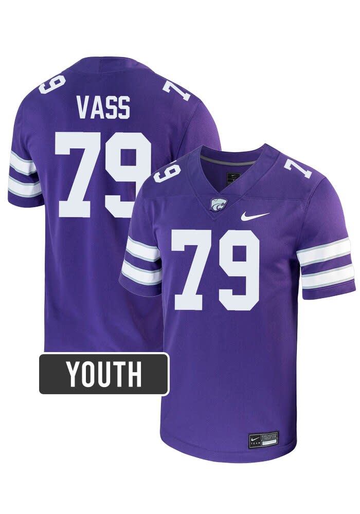 Devin Vass Youth PURPLE K-State Wildcats NIL Game Football Jersey