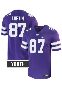 Brayden Loftin Nike Youth Purple K-State Wildcats NIL Game Football Jersey Jersey