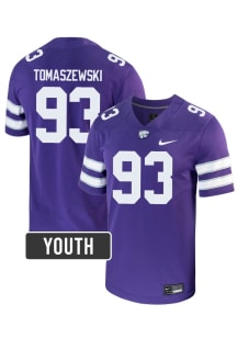 Asher Tomaszewski Nike Youth Purple K-State Wildcats NIL Game Football Jersey Jersey